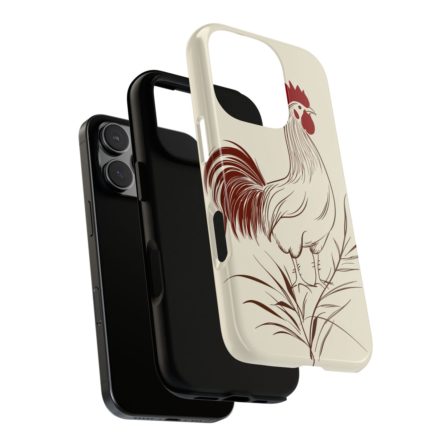 Golden Dawn Rooster: Minimalist Farmstead Charm Case for iPhone, Samsung & Pixel