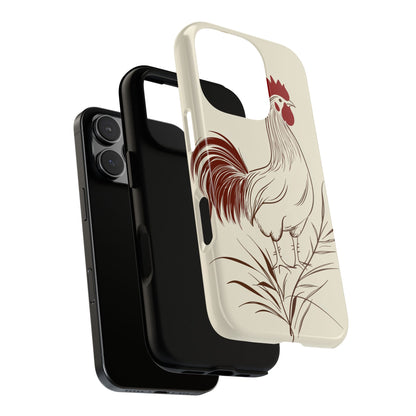 Golden Dawn Rooster: Minimalist Farmstead Charm Case for iPhone, Samsung & Pixel
