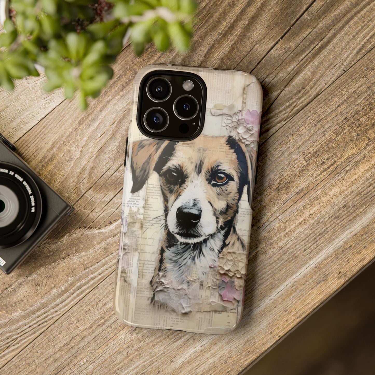 Vintage Collage Dog Portrait Mobile Cover – Artistic Mixed Media Design