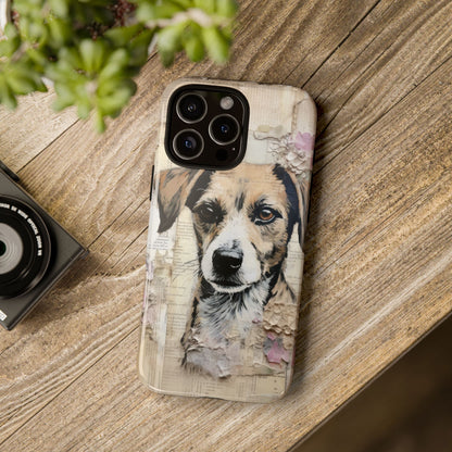Vintage Collage Dog Portrait Mobile Cover – Artistic Mixed Media Design