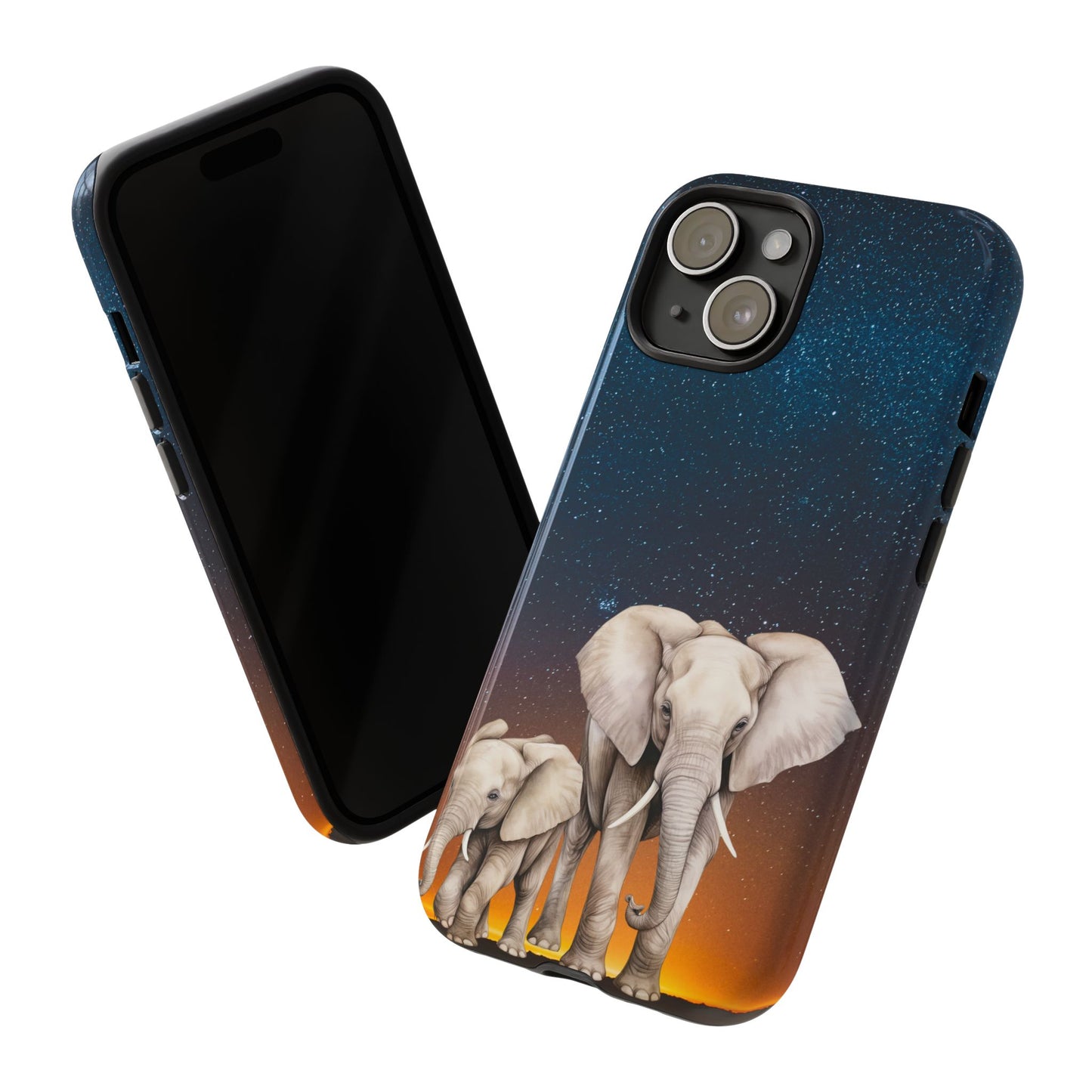Starry Safari Elephant Family Mobile Cover – Cosmic Wildlife Aesthetic