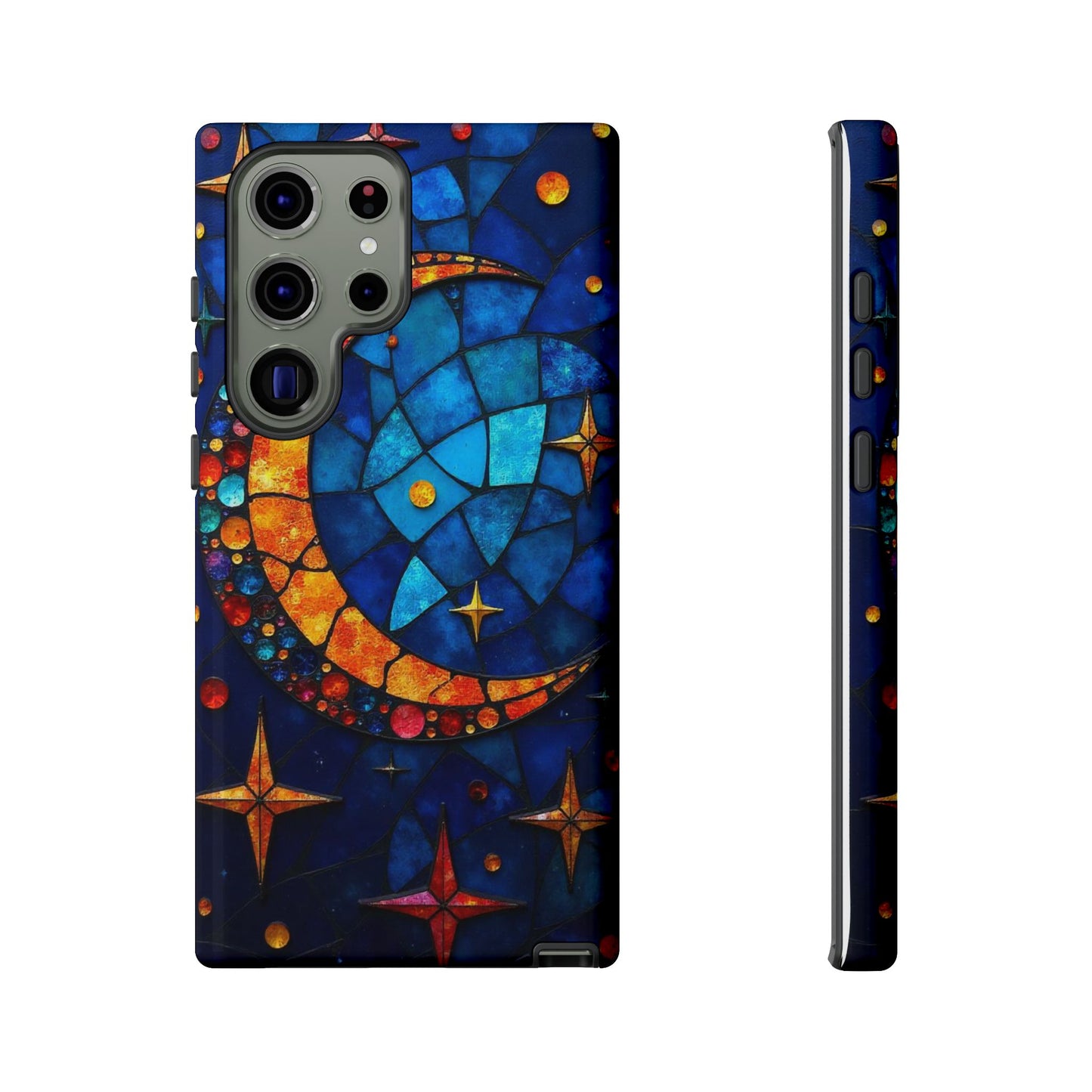 Celestial Crescent: Moon and Stars in Color