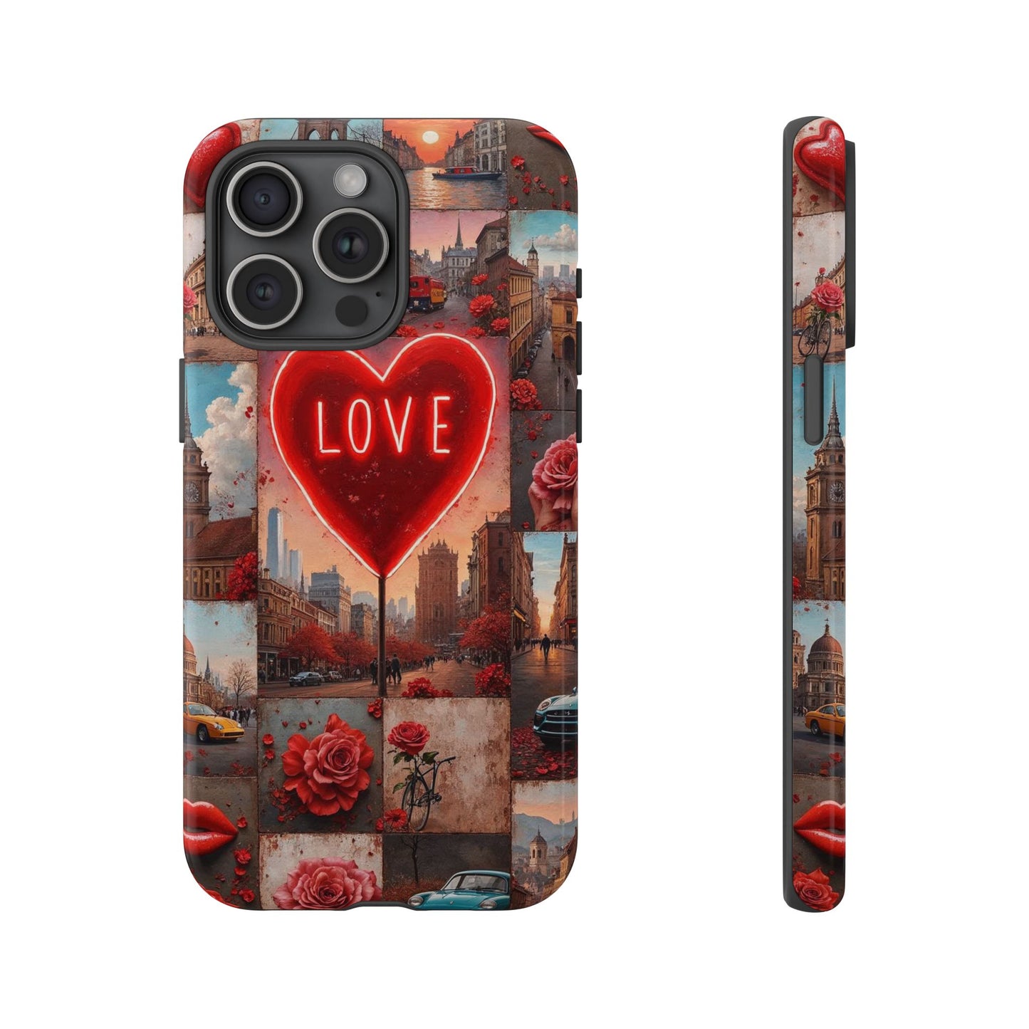 Neon Love Heart & Rose Phone Case