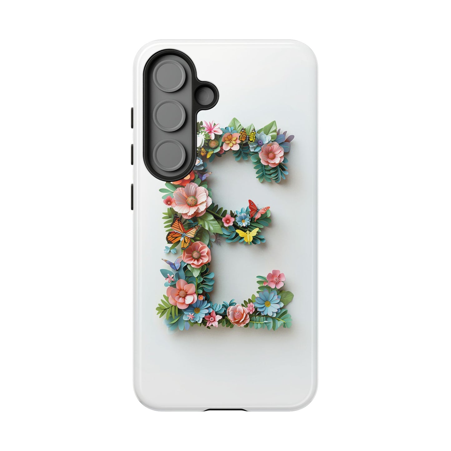 Floral Letter E Phone Case – Personalized Aesthetic Cover for iPhone, Samsung & Google Pixel