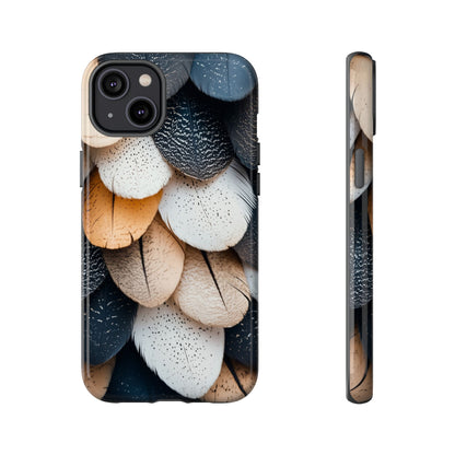 Layered Feather Elegance Phone Case – Black, White & Beige for iPhone, Samsung & Google Pixel