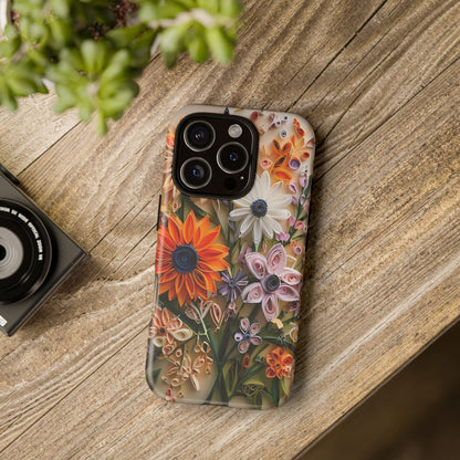 Intricate Quilled Floral Artwork In Vibrant Colors phone case design.