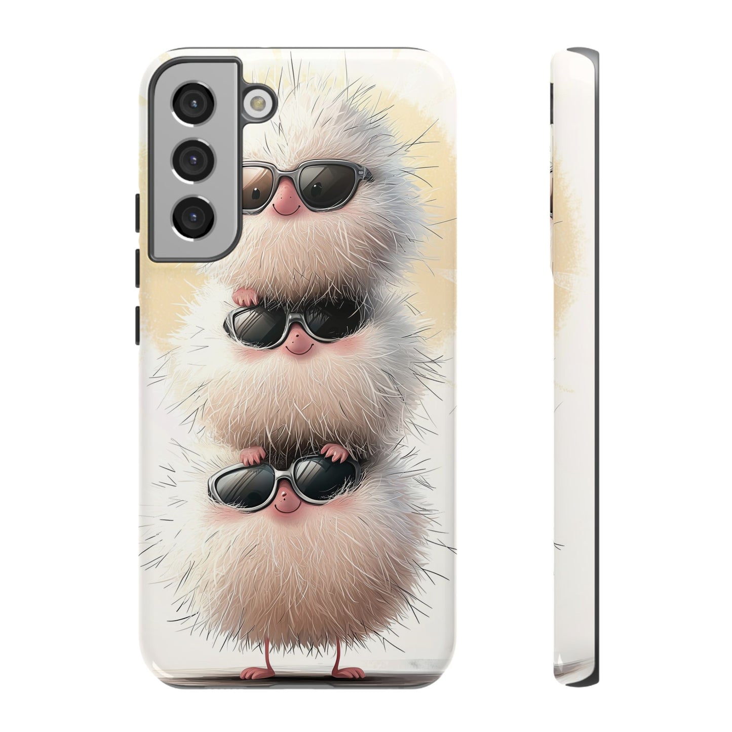 Fluffy Stack Anime Phone Case – Cute Furry Creatures with Sunglasses, Kawaii Aesthetic Design for iPhone, Samsung & Google Pixel