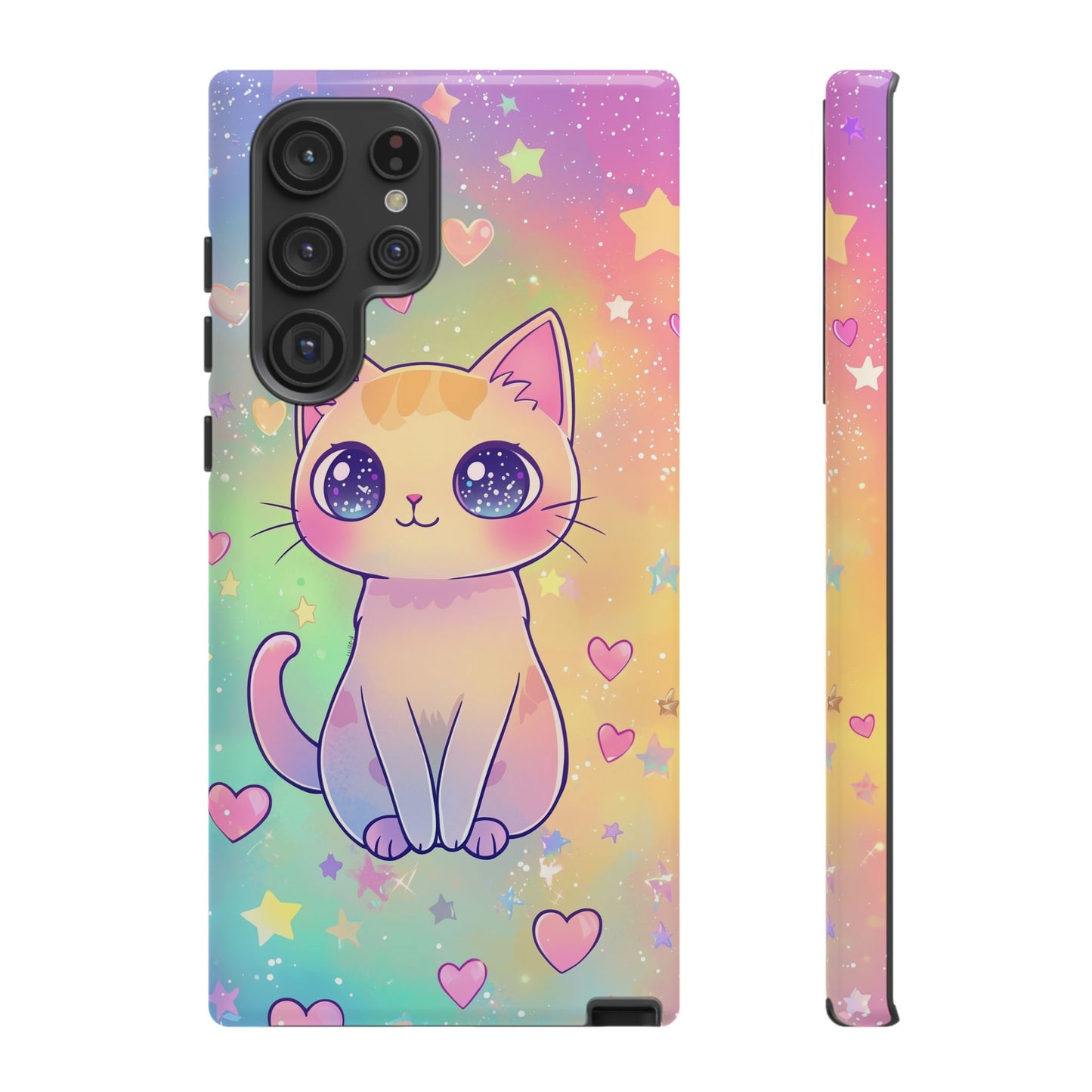 Rainbow Galaxy Cat Phone Case – Cute Anime Aesthetic for iPhone, Google Pixel & Samsung