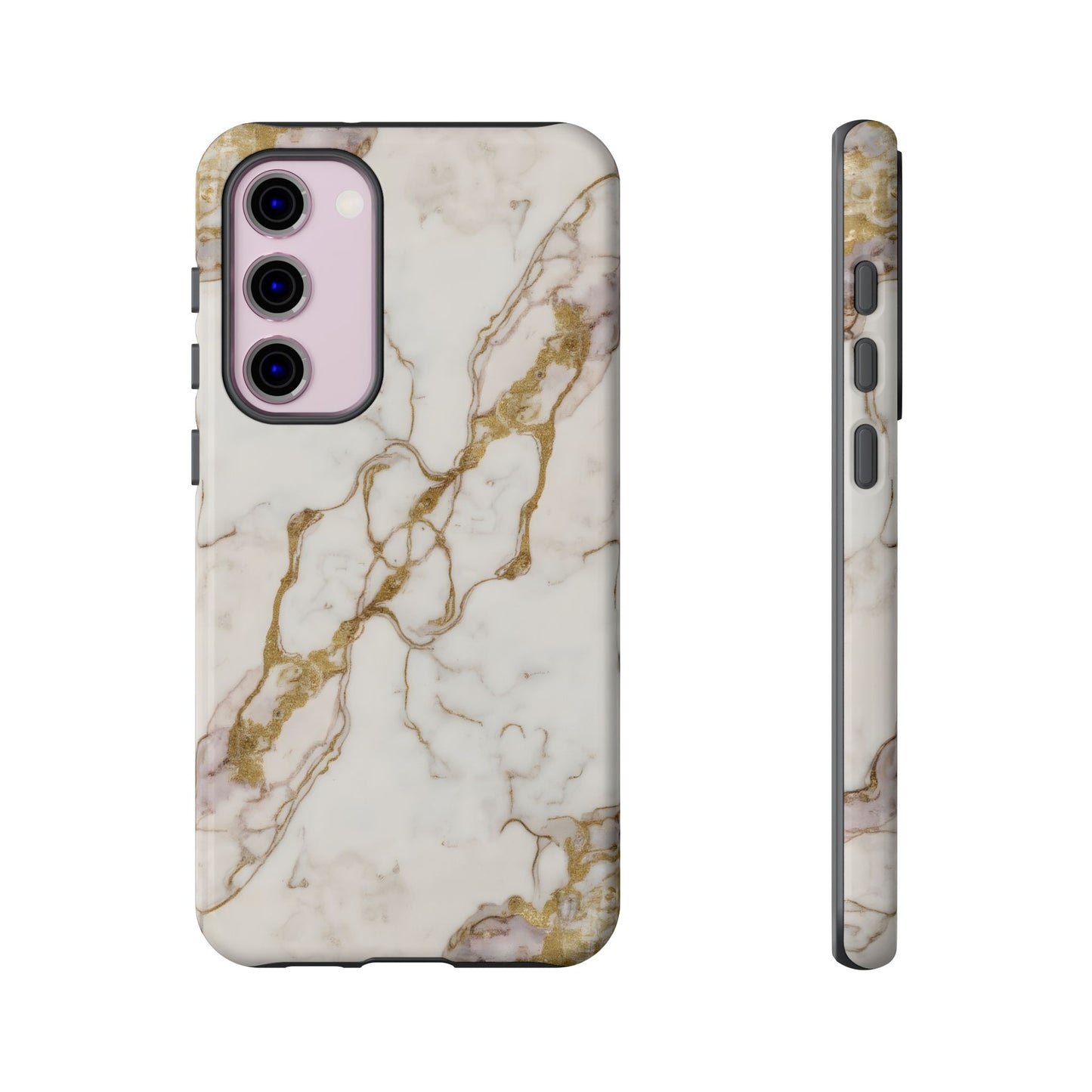 Elegant White and Gold Marble Case Design