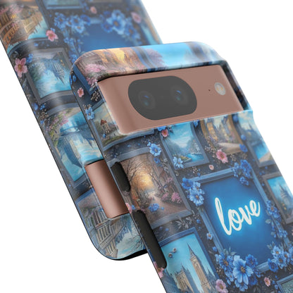 Blue Floral Love Frame Phone Case