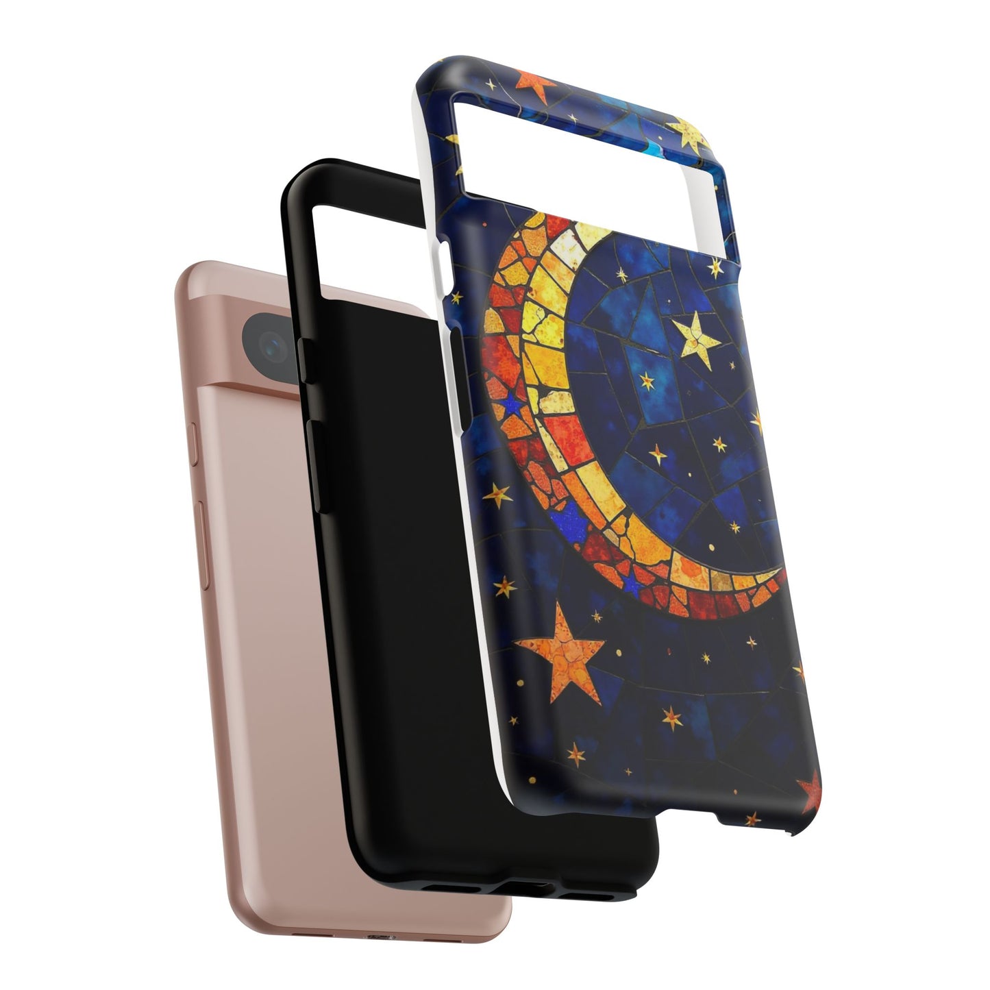 Celestial Crescent: Vibrant Moon and Stars Phone Case