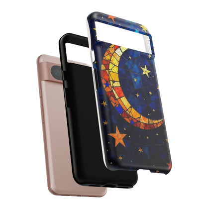 Celestial Crescent: Vibrant Moon and Stars Phone Case