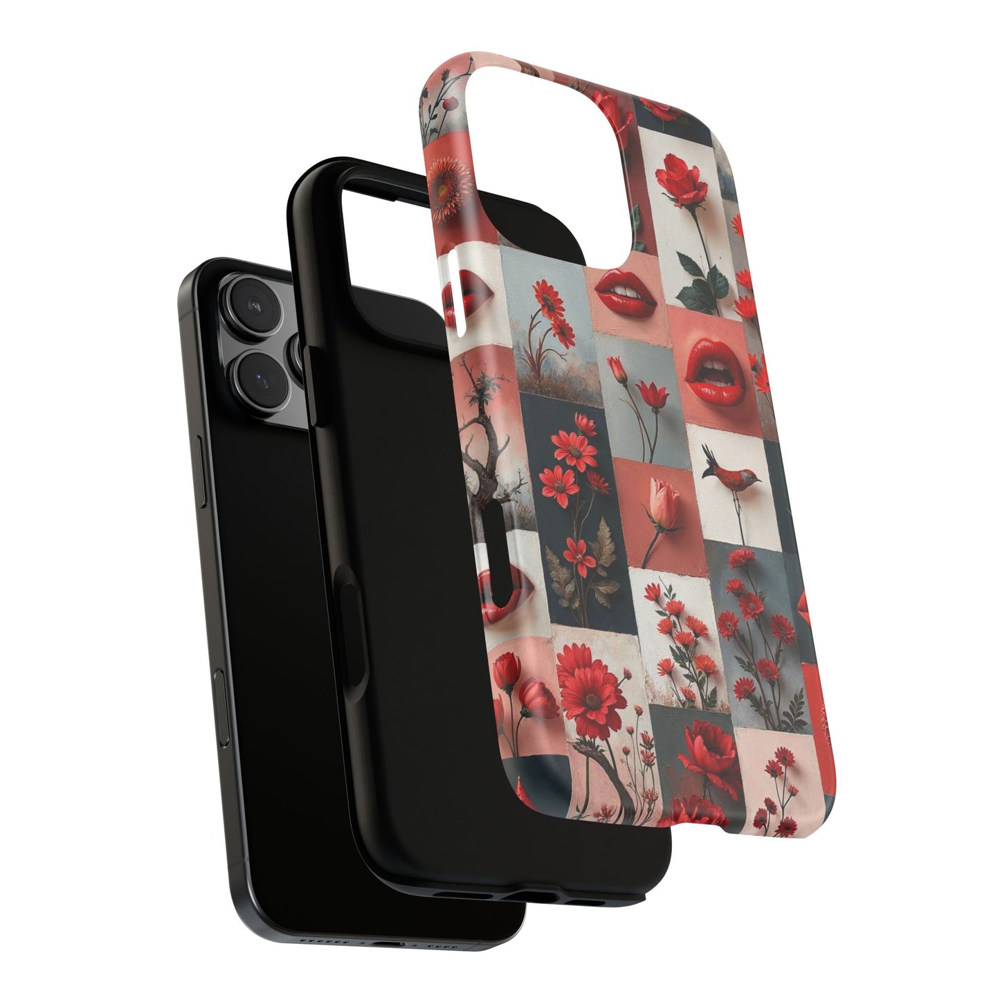 Red Flowers & Lips Collage Phone Case