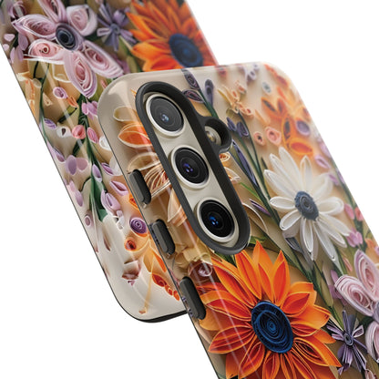Intricate Quilled Floral Artwork In Vibrant Colors phone case design.