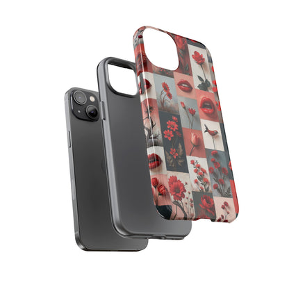Red Flowers & Lips Collage Phone Case