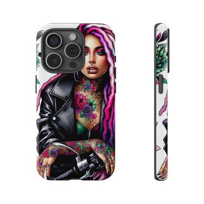 Neon Rebel – Vibrant Biker Queen Mobile Cover