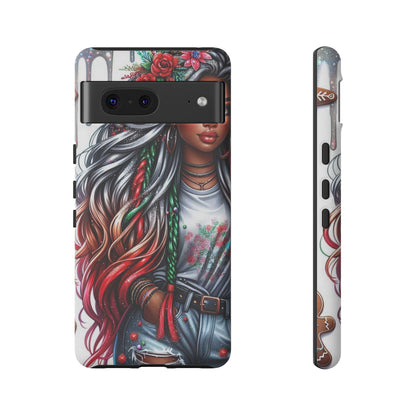 Festive Boho Queen – Holiday Glow & Candy Cane Braids Mobile Cover