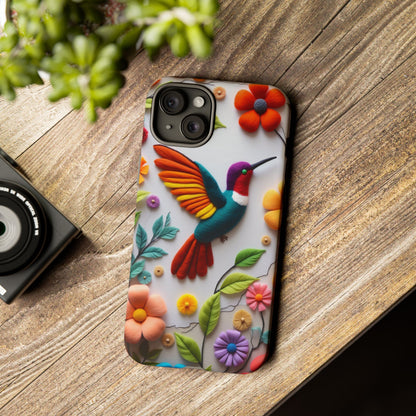 Embroidered Hummingbird with Floral Design | Nature's Elegant Stitch | iPhone 16 Pro