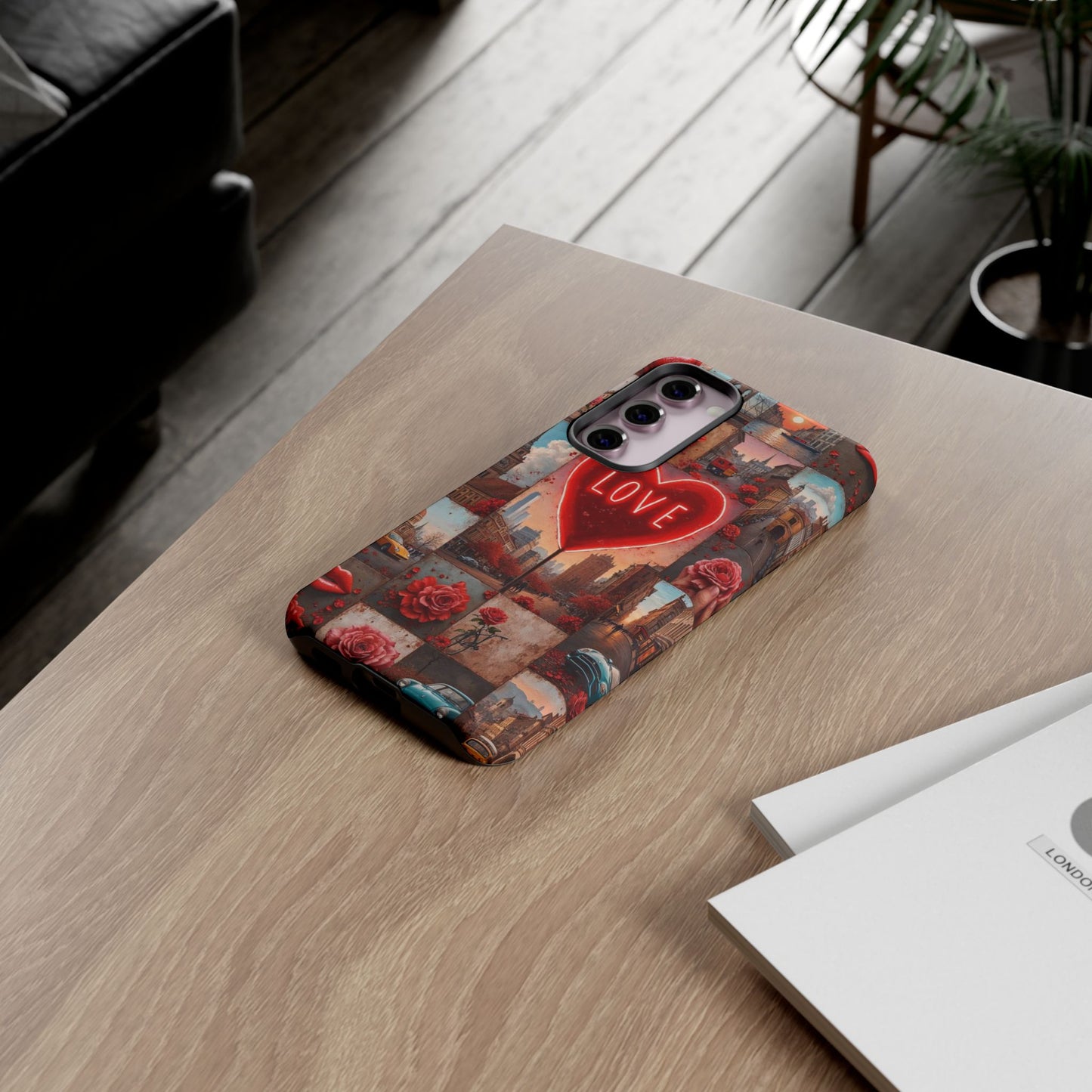 Neon Love Heart & Rose Phone Case