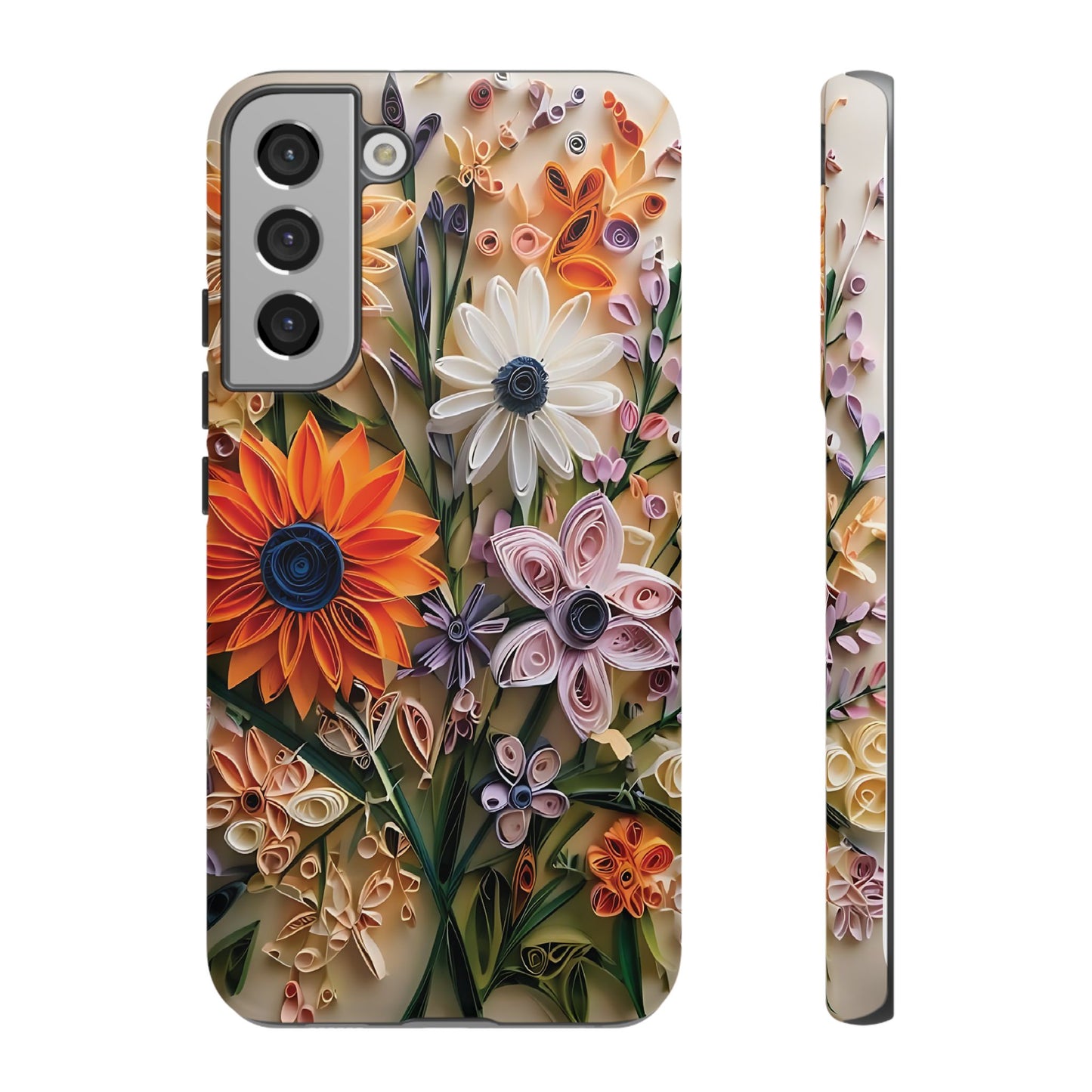 Intricate Quilled Floral Artwork In Vibrant Colors phone case design.