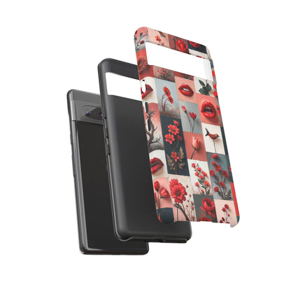 Red Flowers & Lips Collage Phone Case