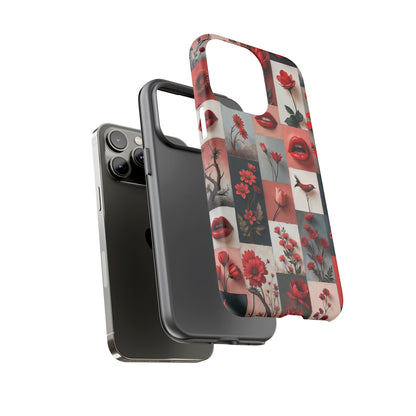 Red Flowers & Lips Collage Phone Case