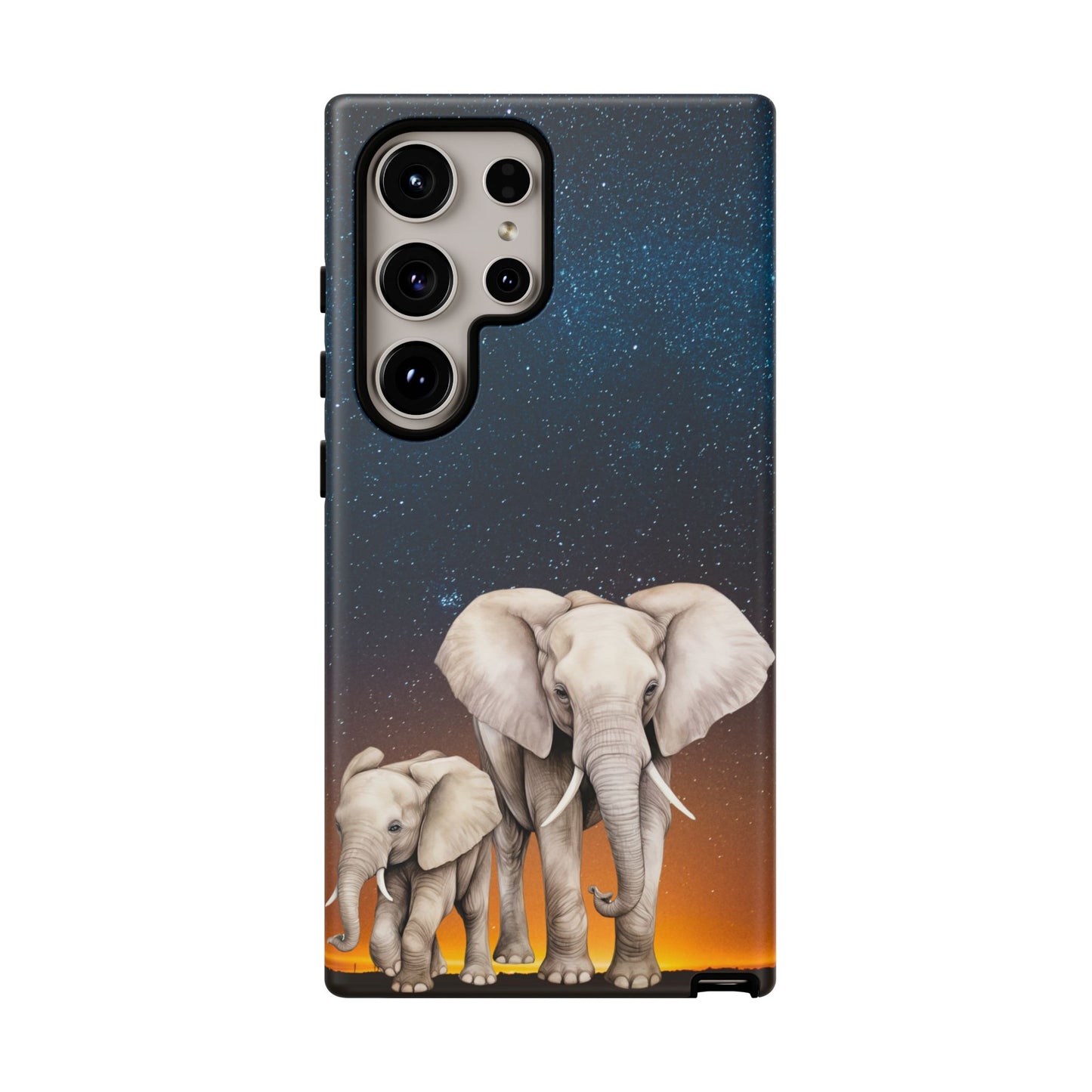 Starry Safari Elephant Family Mobile Cover – Cosmic Wildlife Aesthetic