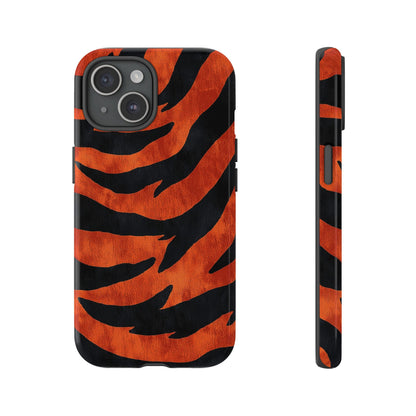 Fiery Orange & Black Tiger Stripes Phone Case for iPhone, Samsung & Google Pixel