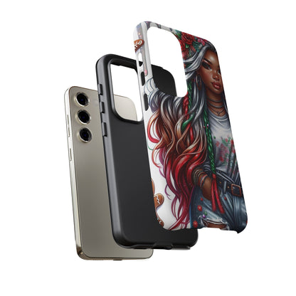 Festive Boho Queen – Holiday Glow & Candy Cane Braids Mobile Cover