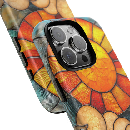Modern Stained Glass Phone Case – Warm Tones & Abstract Landscape for iPhone, Samsung & Pixel