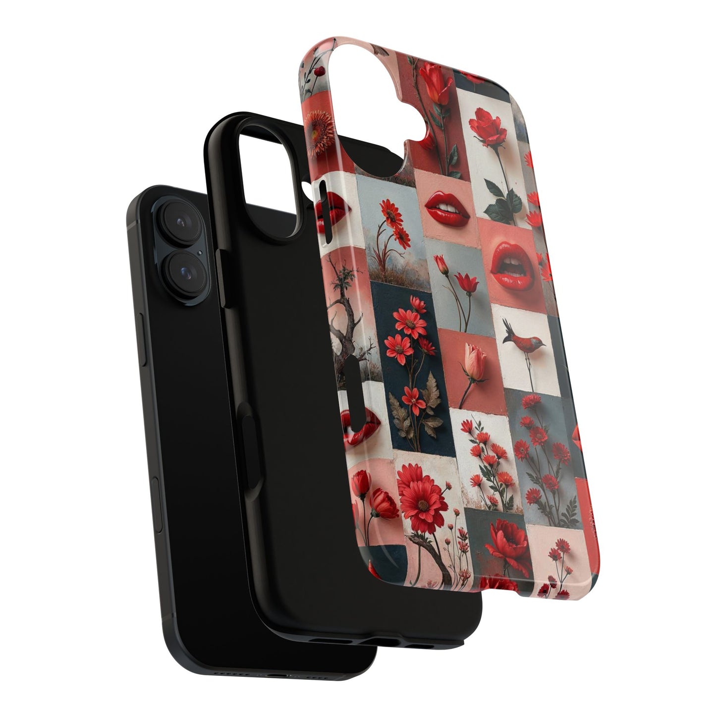 Red Flowers & Lips Collage Phone Case