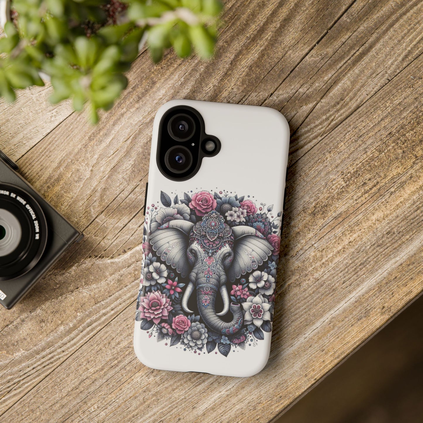Ornate Floral Elephant Mobile Cover – Elegant Bohemian Art
