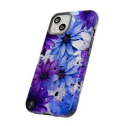 Blue & Purple Floral Splash Mobile Cover – Elegant Artistic Flowers