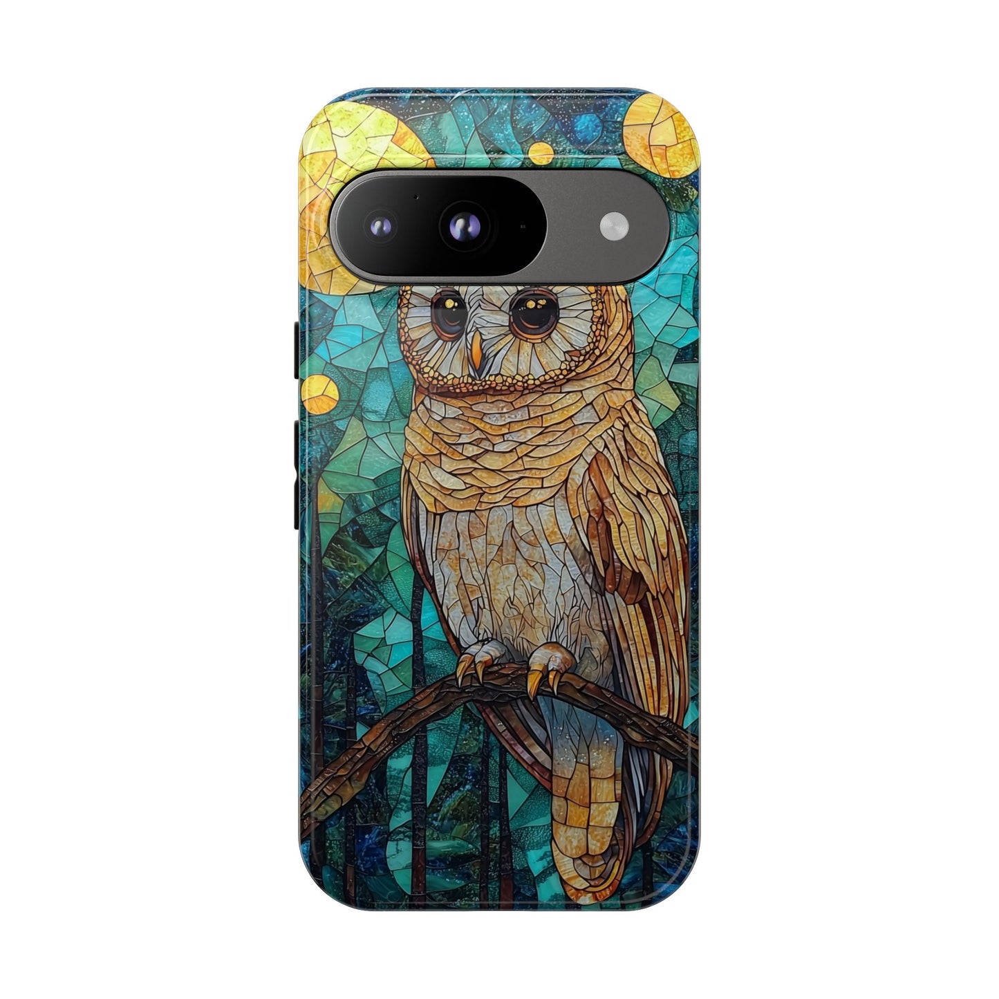 Nocturnal Wisdom – Stained Glass Owl Phone Case for iPhone, Samsung & Pixel