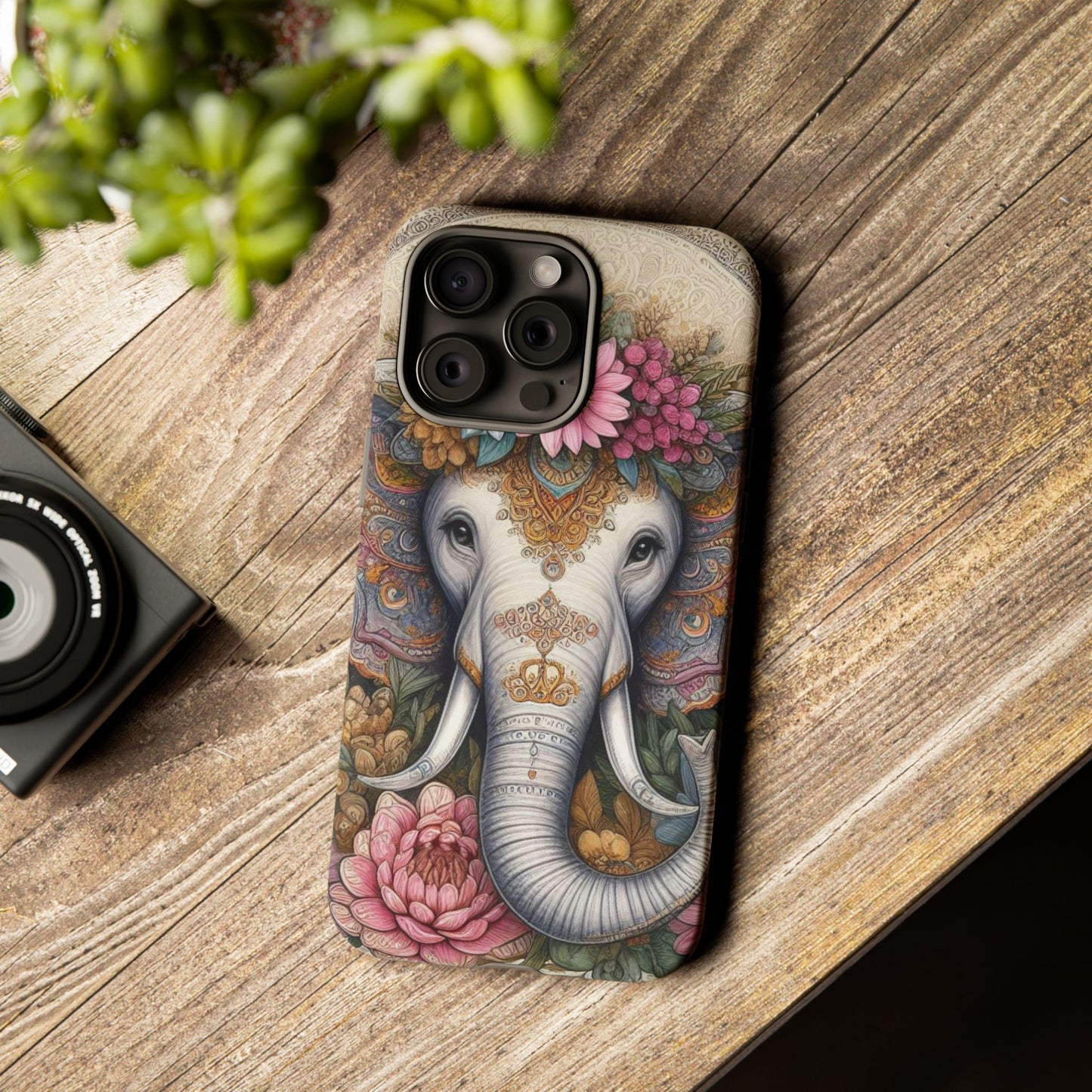 Elegant Floral Elephant Mobile Cover – Royal Mandala Art