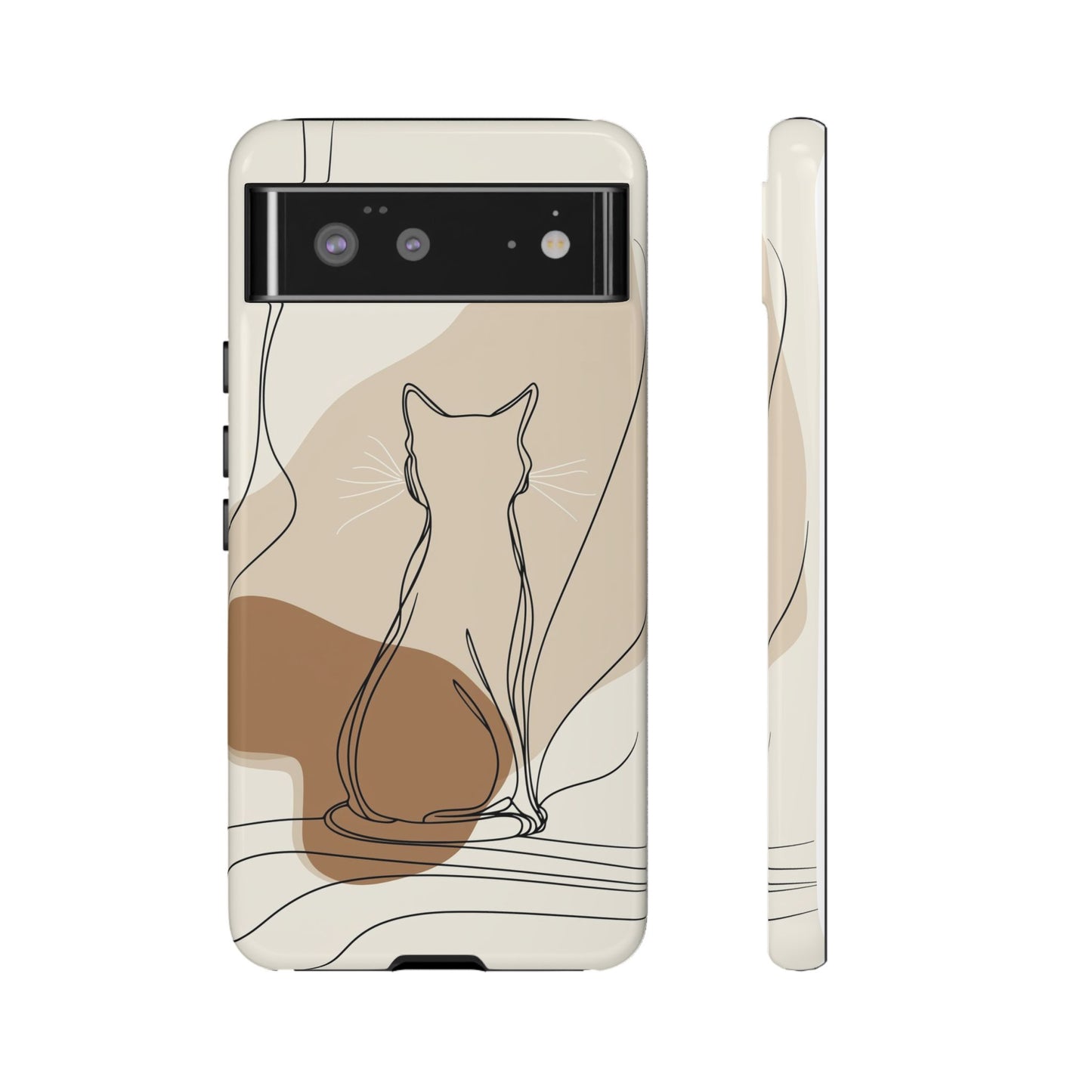 Minimalist Cat Silhouette: Elegant Line Art Phone Case for iPhone, Samsung & Pixel