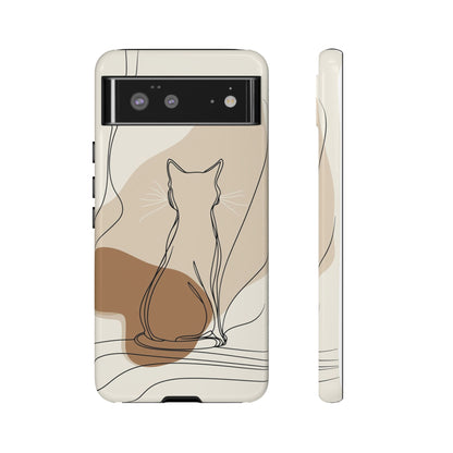 Minimalist Cat Silhouette: Elegant Line Art Phone Case for iPhone, Samsung & Pixel