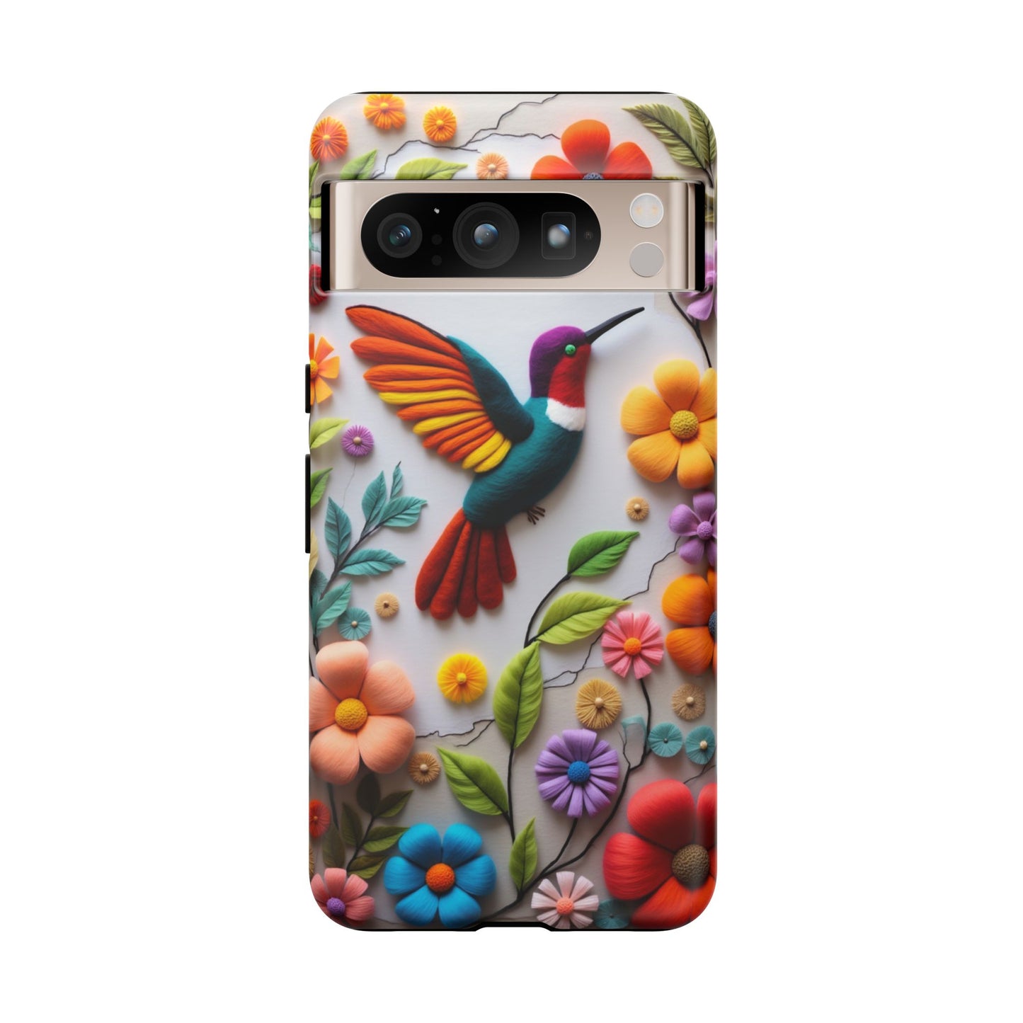 Embroidered Hummingbird with Floral Design | Nature's Elegant Stitch