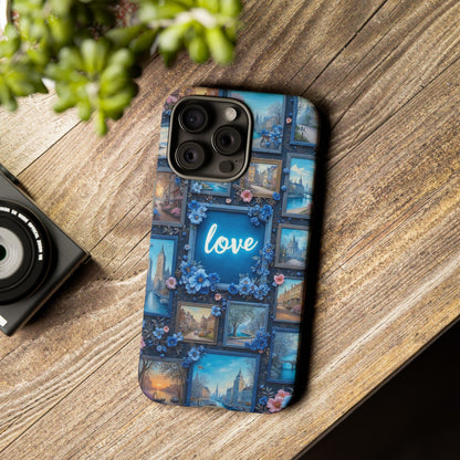 Blue Floral Love Frame Phone Case
