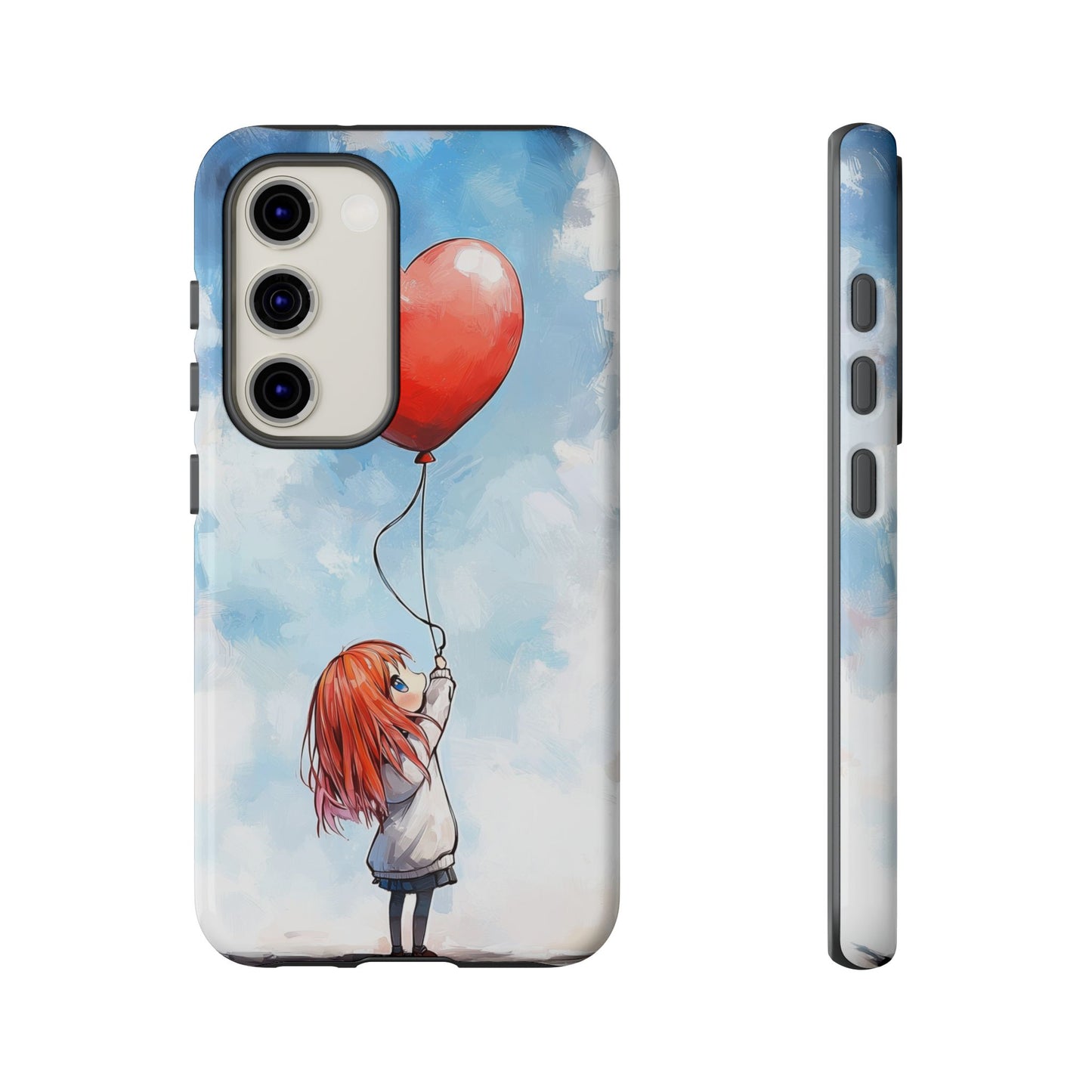 Anime Girl with Heart Balloon Phone Case – Cute & Inspirational Design for iPhone, Google Pixel & Samsung