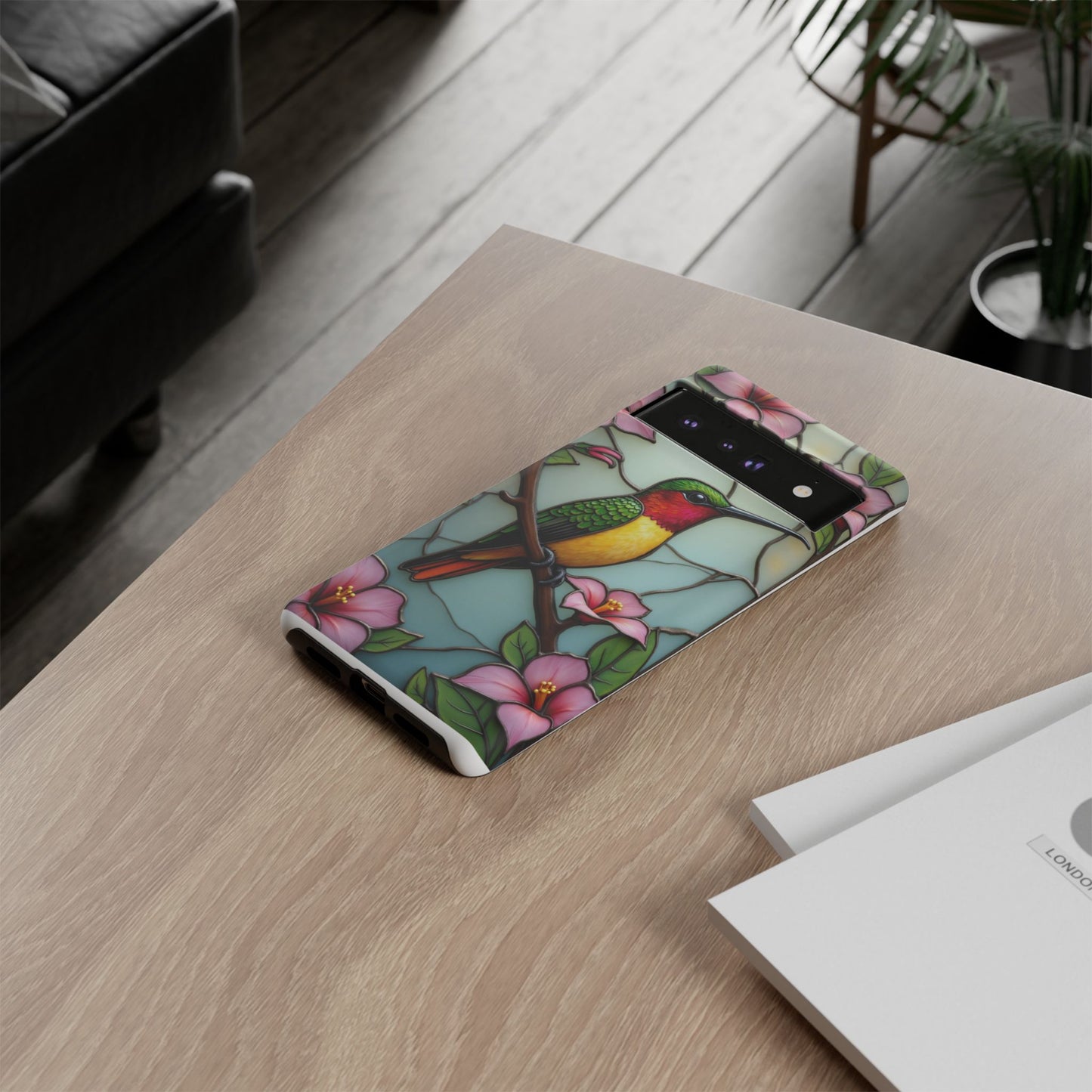 Elegant Hummingbird with Floral Mosaic | Artistic Nature Design