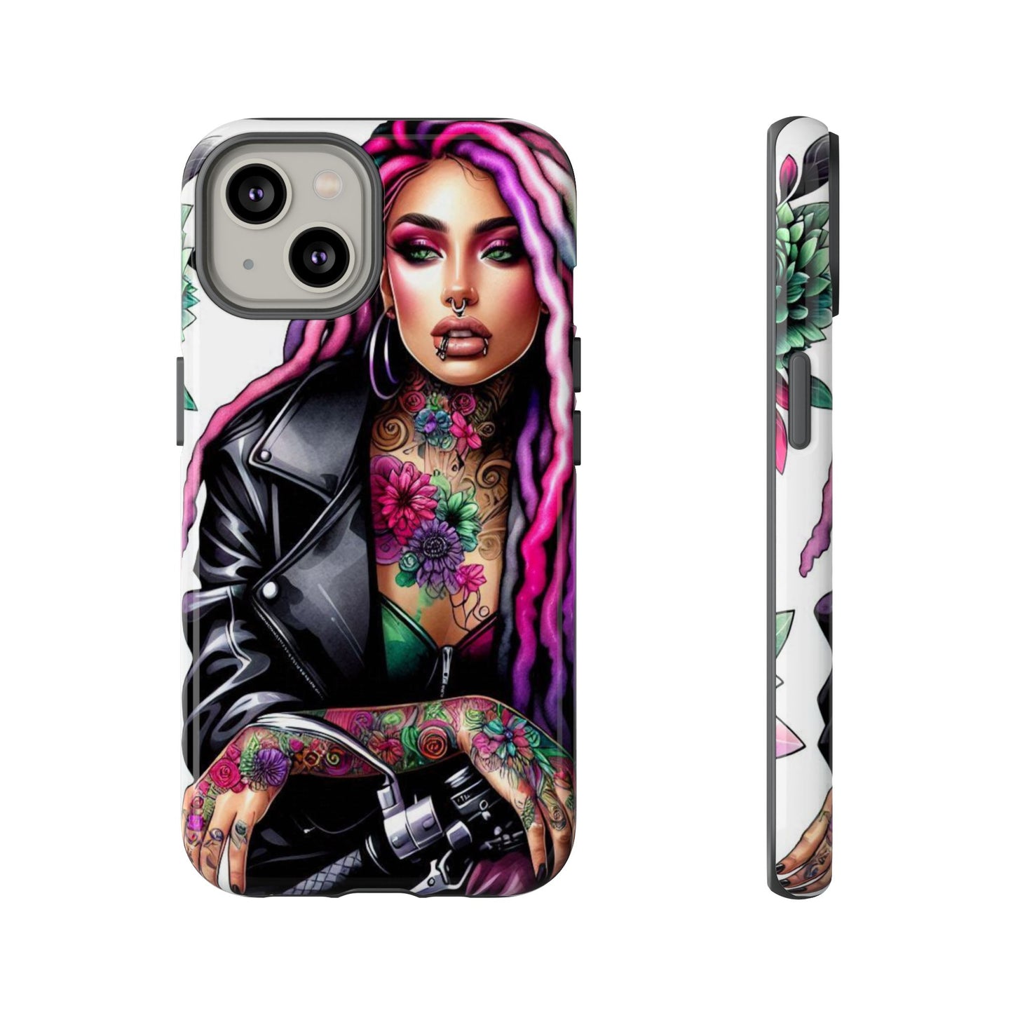Neon Rebel – Vibrant Biker Queen Mobile Cover