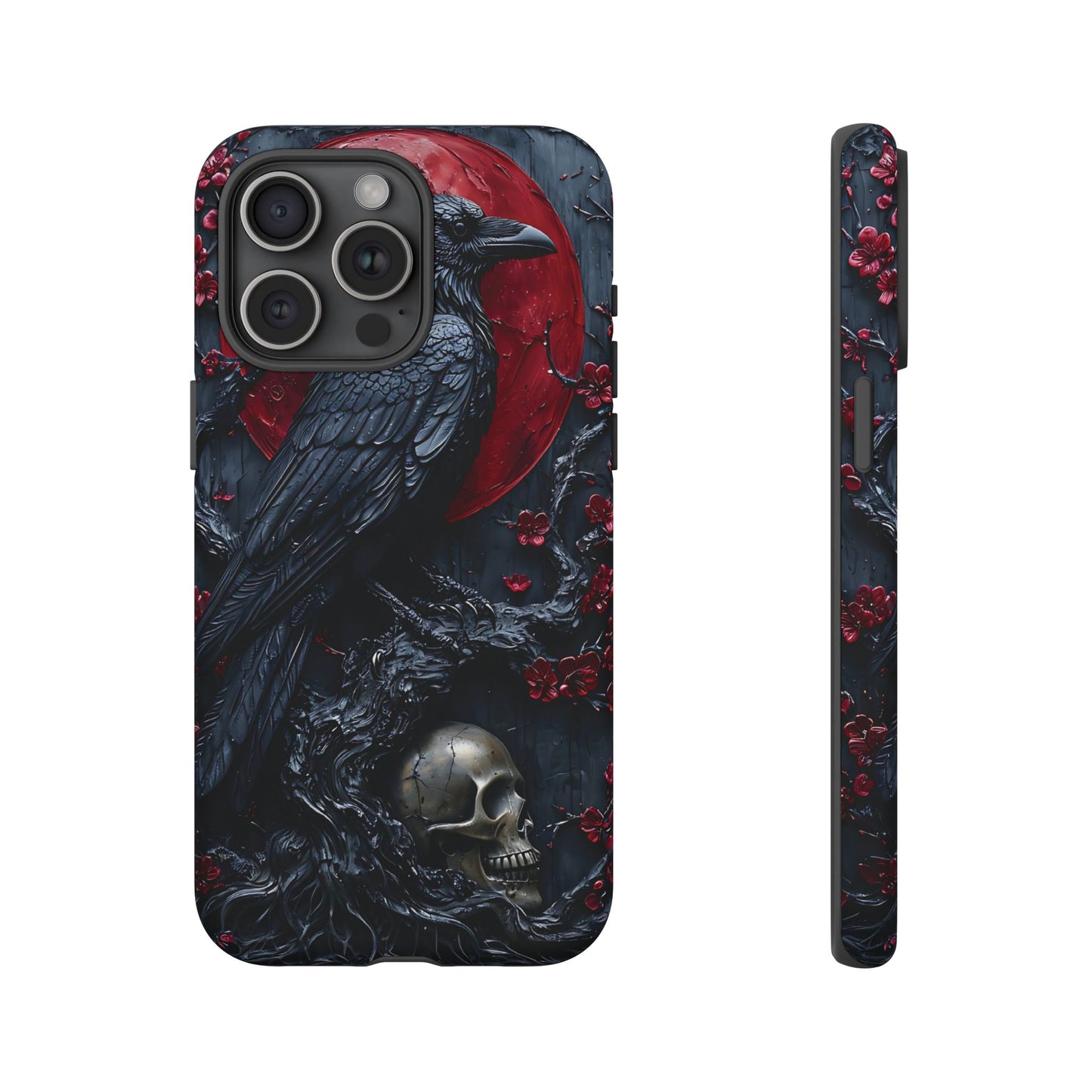 Gothic Sculpture Of Raven On Charcoal Tree Branch phone case design
