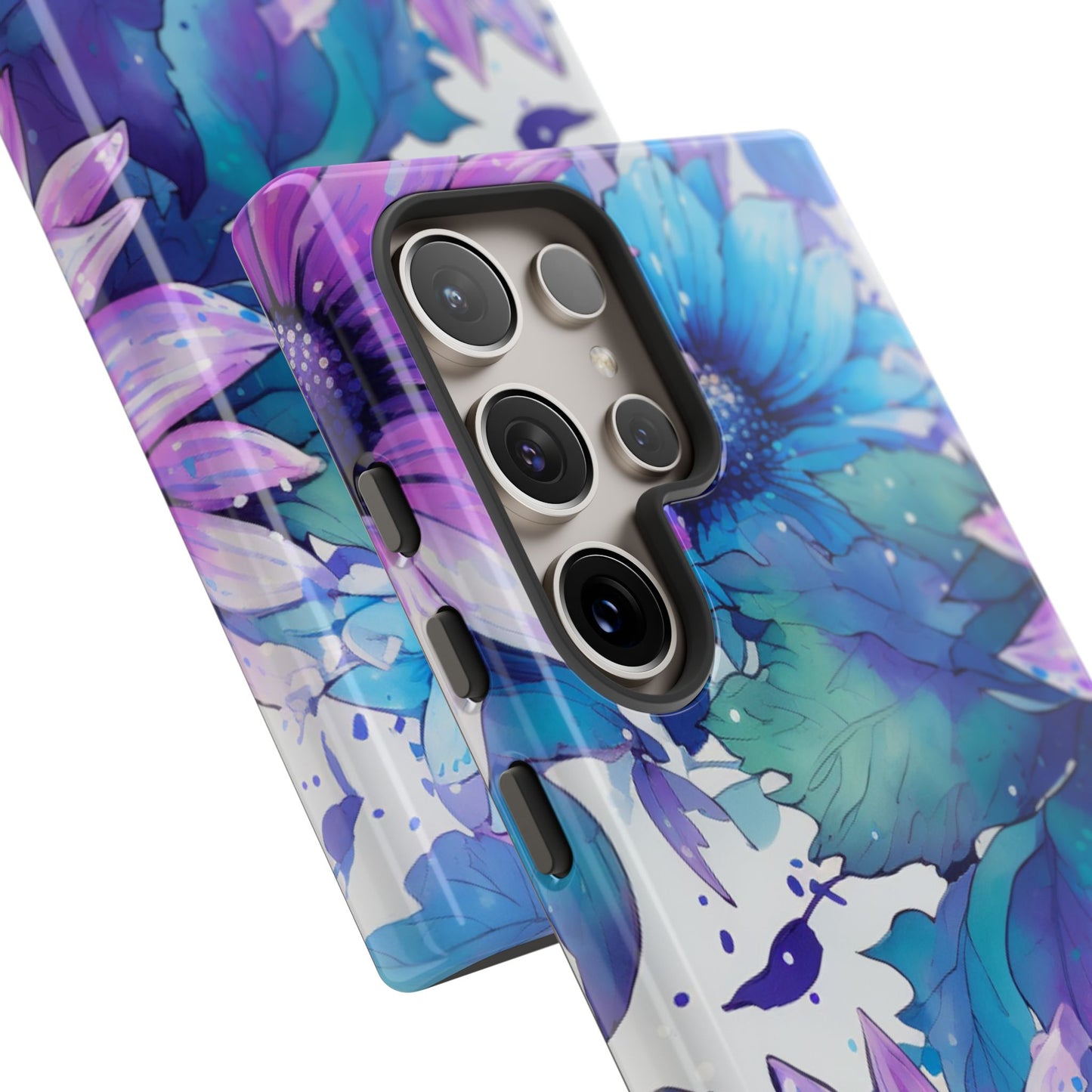 Dreamy Blue & Purple Floral Watercolor Mobile Case