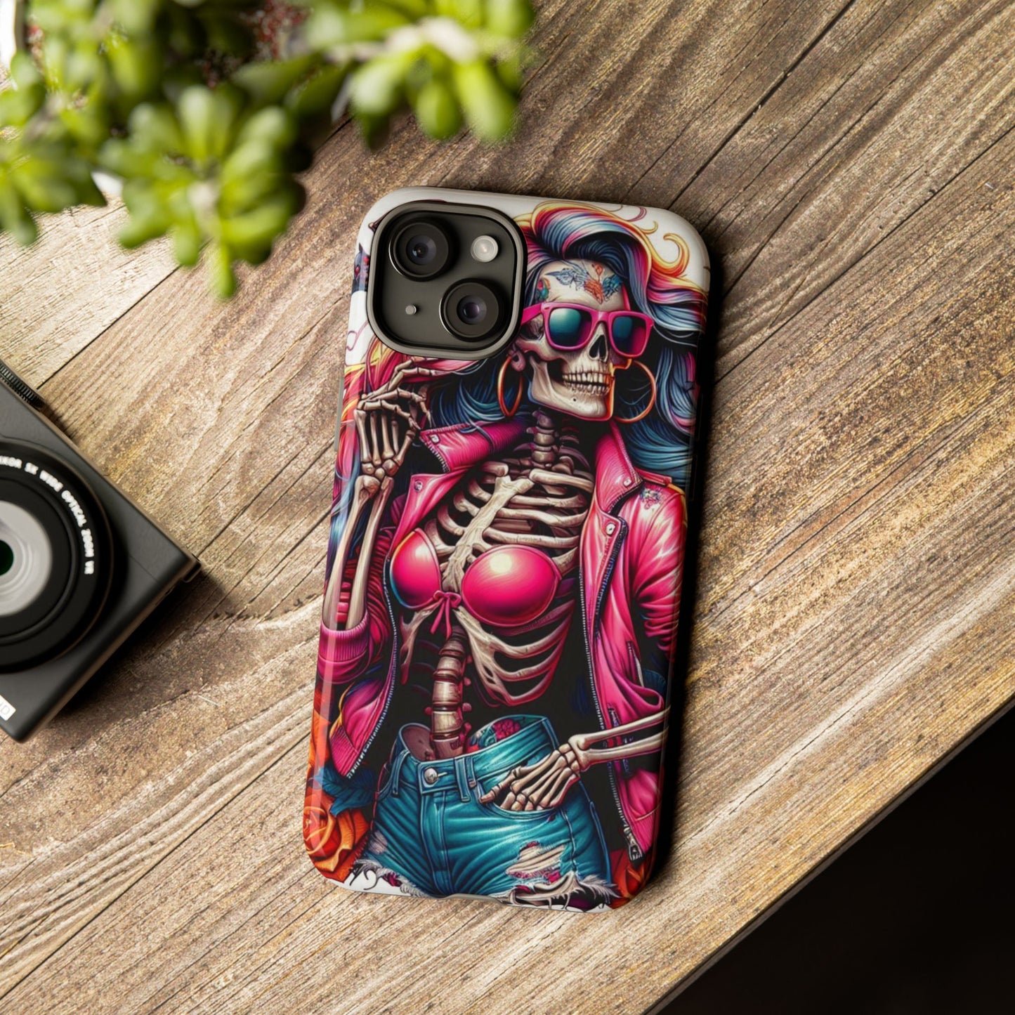 Neon Bones – Retro Skeleton & Vibrant Punk Aesthetic Mobile Cover