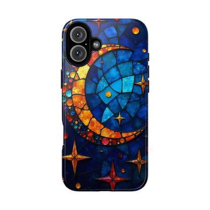 Celestial Crescent: Moon and Stars in Color