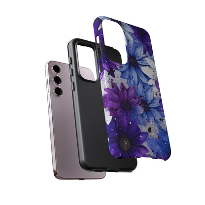 Blue & Purple Floral Splash Mobile Cover – Elegant Artistic Flowers