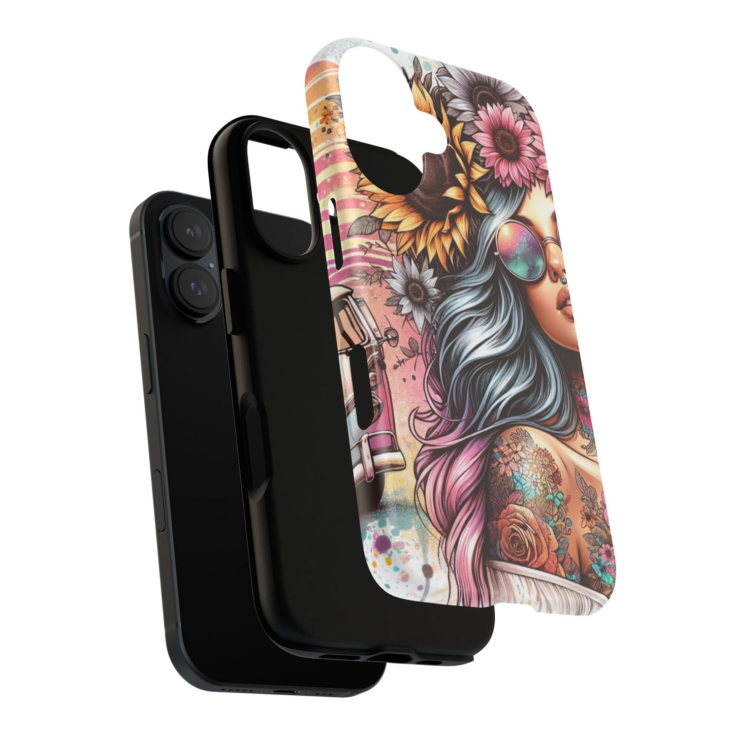 Retro Boho Wanderer – Sunflower Hippie Van Mobile Cover
