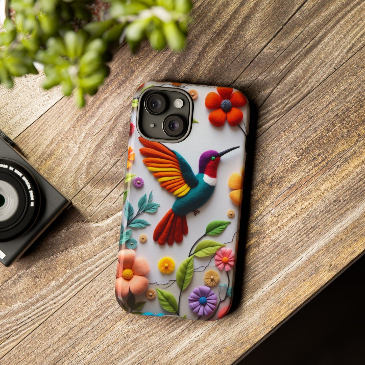 Embroidered Hummingbird with Floral Design | Nature's Elegant Stitch | iPhone 16 Pro