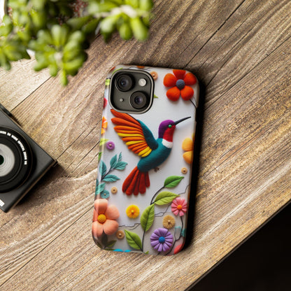 Embroidered Hummingbird with Floral Design | Nature's Elegant Stitch | iPhone 16 Pro